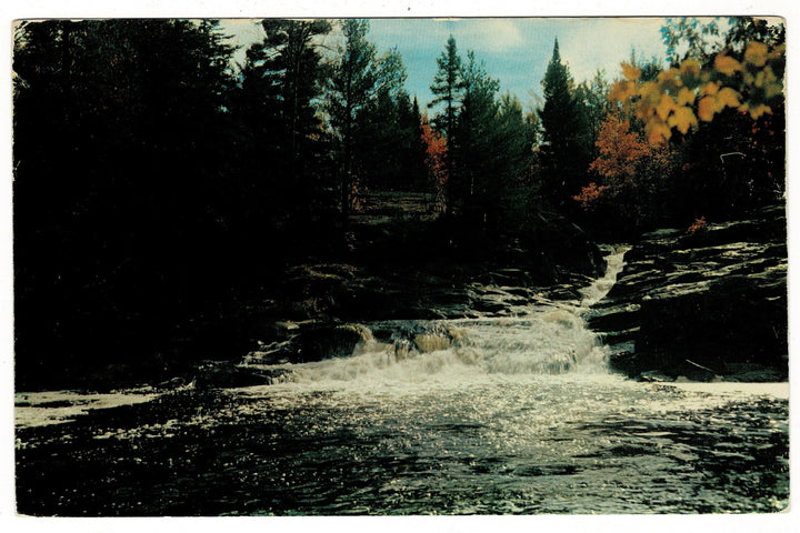 1950s Silver River Falls Upper Peninsula Michigan Vintage Postcard.