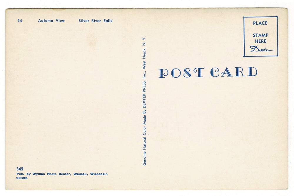 1950s Silver River Falls Upper Peninsula Michigan Vintage Postcard.