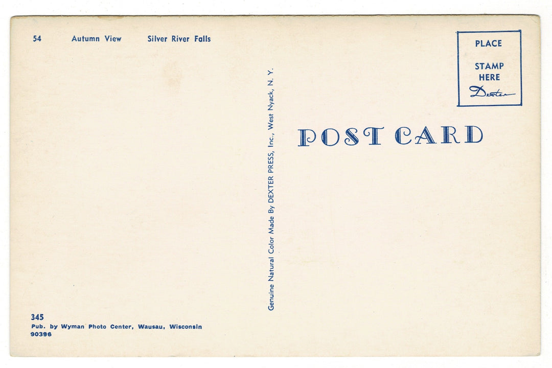 1950s Silver River Falls Upper Peninsula Michigan Vintage Postcard.