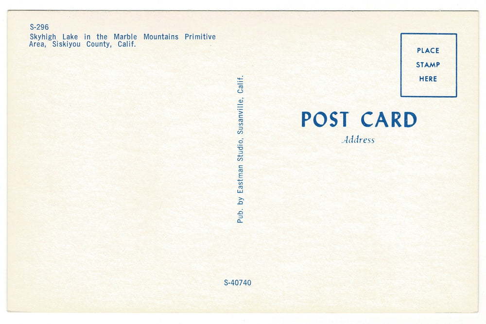 1959 Skyhigh Lake Siskiyou Marble Mountains CA Vintage Postcard.