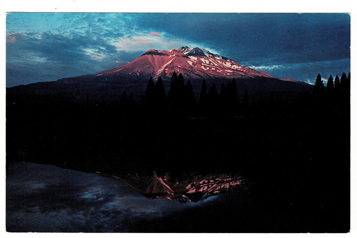 1959 Mount Shasta at Dusk, California Vintage Postcard.