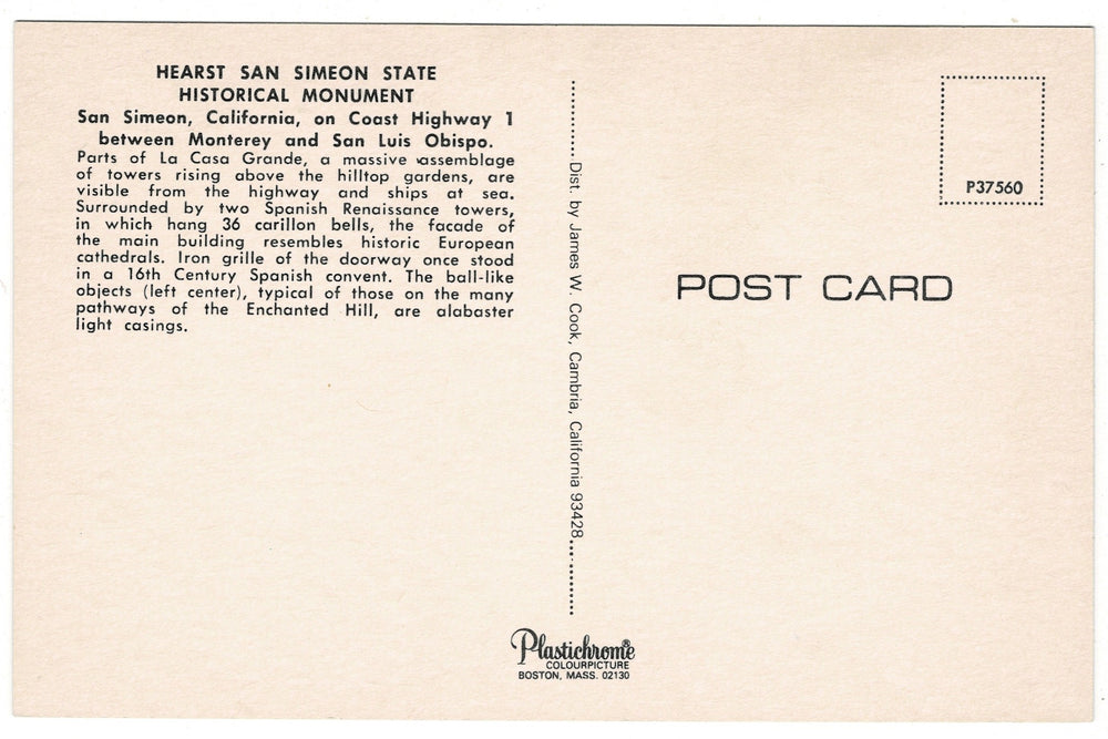 1960s La Case Grande Hearst Castle California Vintage Postcard.