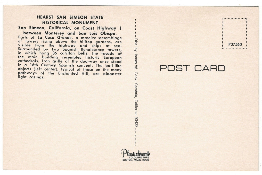 1960s La Case Grande Hearst Castle California Vintage Postcard.