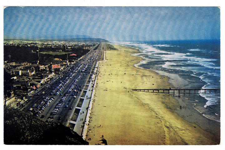 1950 Aerial View Ocean Beach San Francisco California Vintage Postcard.