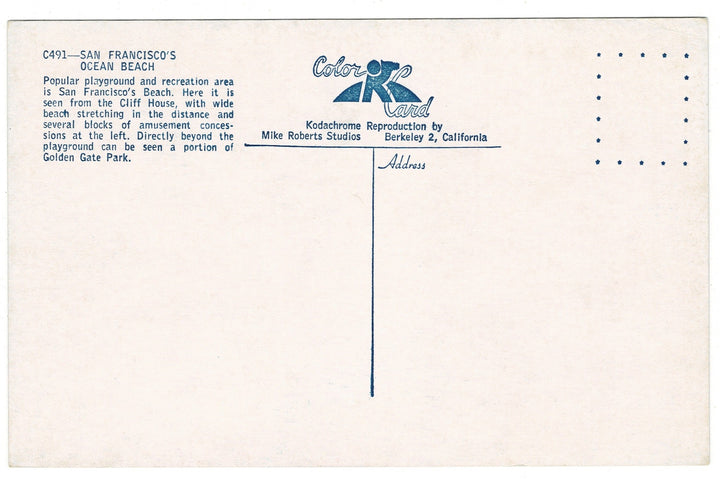 1950 Aerial View Ocean Beach San Francisco California Vintage Postcard