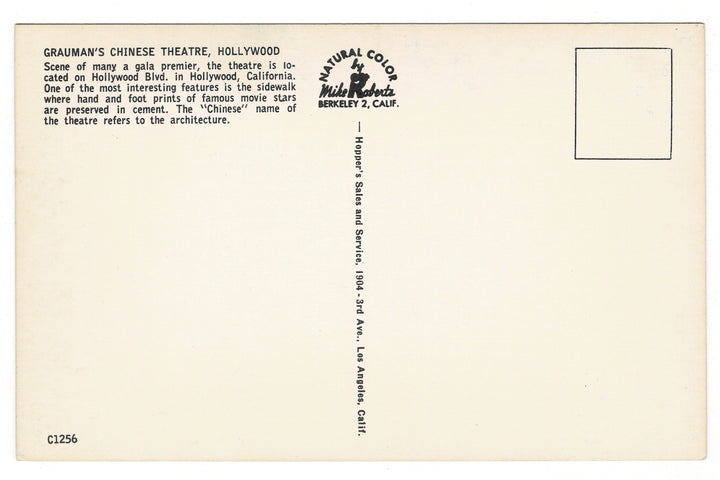 1950 Grauman's Chinese Theatre in Hollywood California Vintage Postcard.