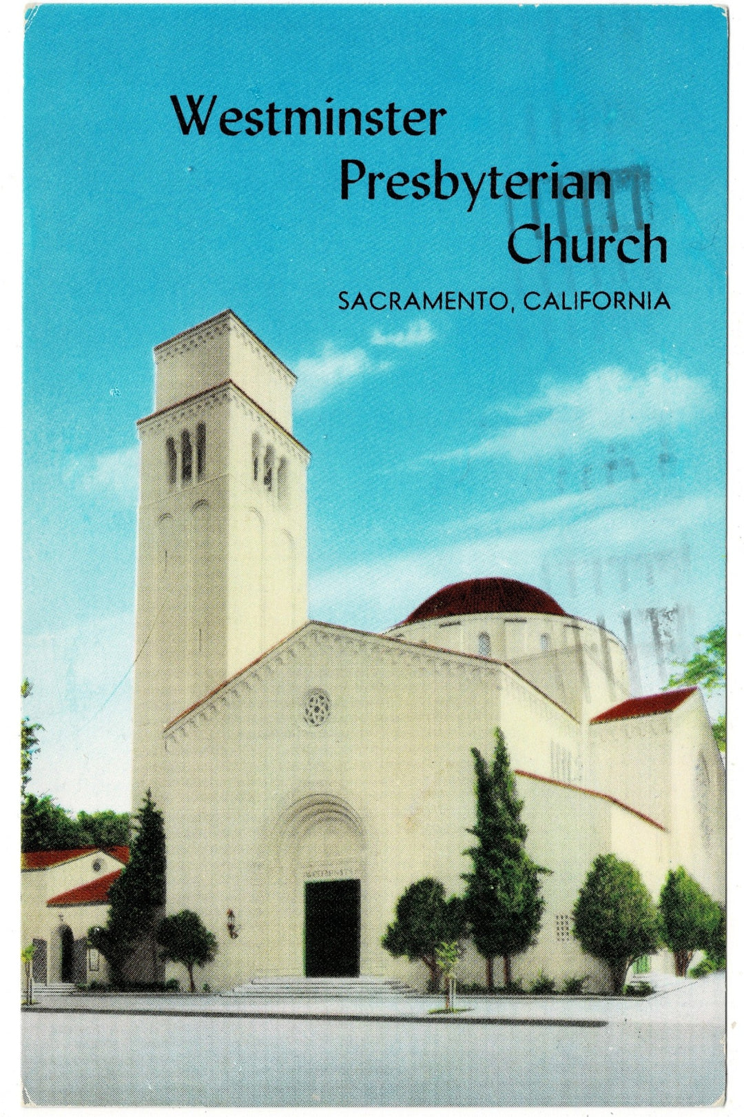 1963 Westminster Presbyterian Church, Sacramento, CA, Vintage Postcard.