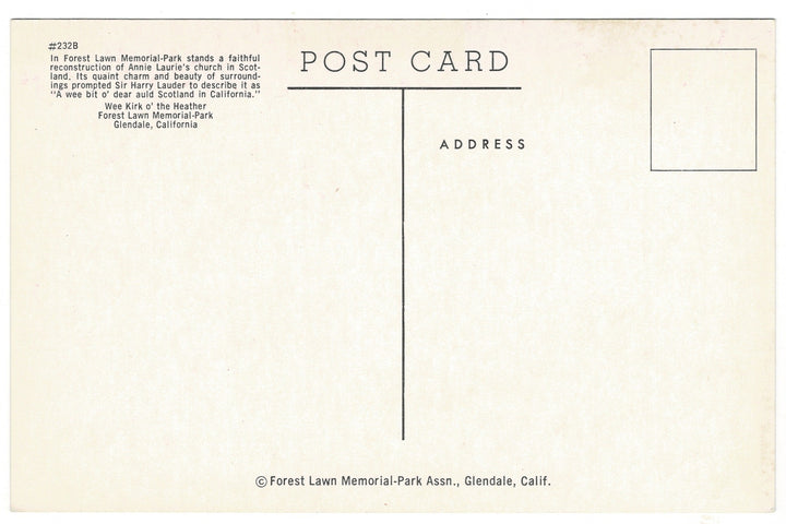 1950s Wee Kirk o’ the Heather Forest Lawn Glendale CA Vtg Postcard.