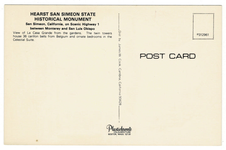 1960s Hearst Castle, San Simeon, California Vintage Postcard.
