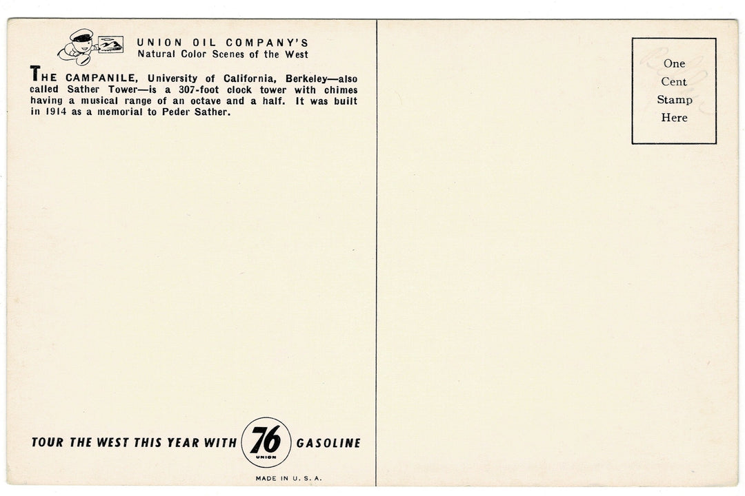 1930s Sather Tower, University of California Berkeley Vintage Postcard.