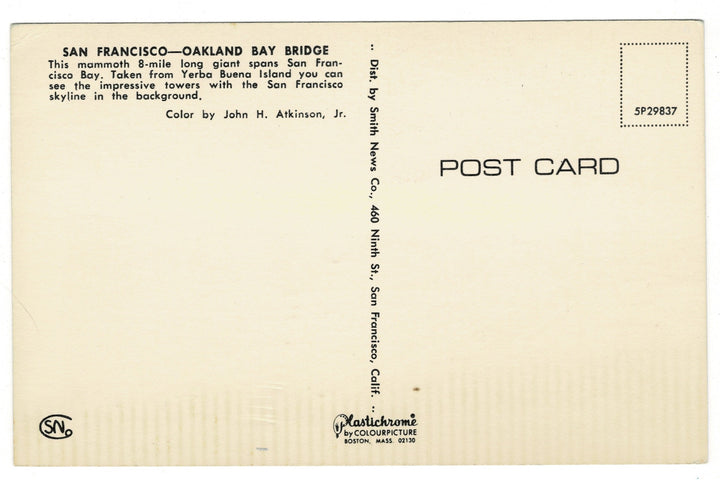 1960s San Francisco–Oakland Bay Bridge California Vintage Postcard.