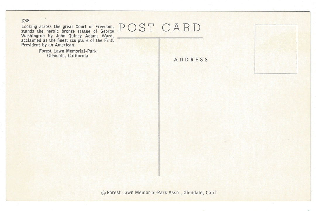 1950s Court of Freedom Forest Lawn-Glendale California Vtg Postcard.