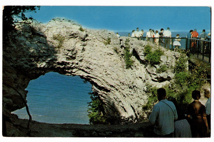 1960 Arch Rock Over Lake Huron Mackinac Island MI Vintage Postcard.