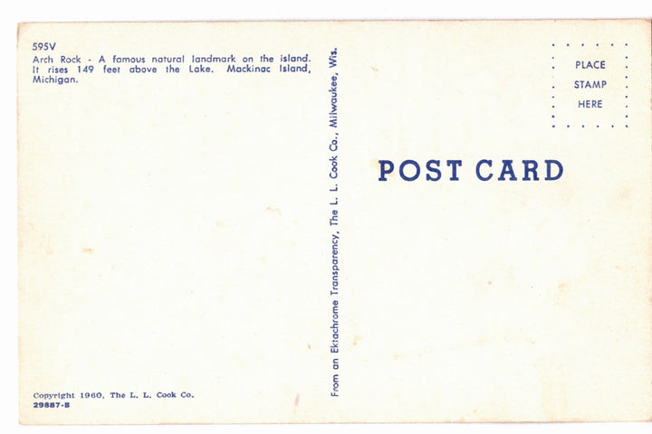1960 Arch Rock Over Lake Huron Mackinac Island MI Vintage Postcard.