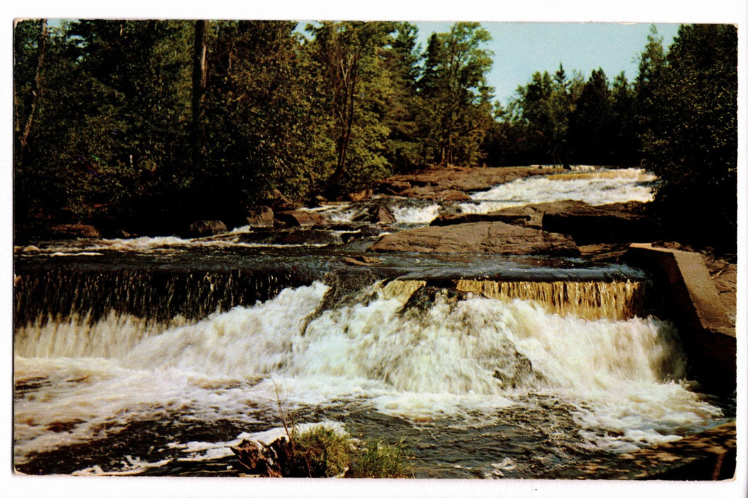 1960 Onrushing Rapids Ontonagon River Upper Peninsula MI Vtg Postcard.