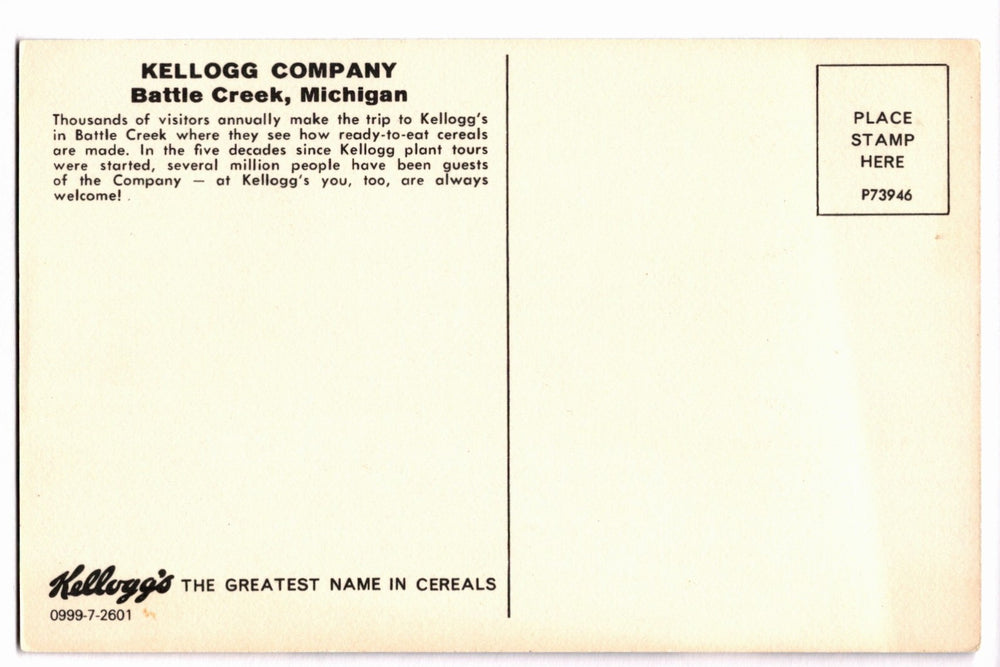 1960s Kellogg Company Headquarters Battle Creek MI Vintage Postcard.