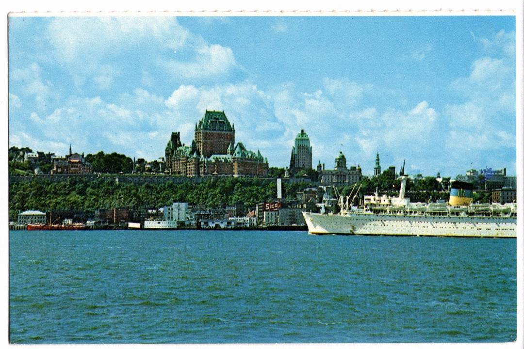 1960s Ocean Liner Arriving at Quebec City Canada.
