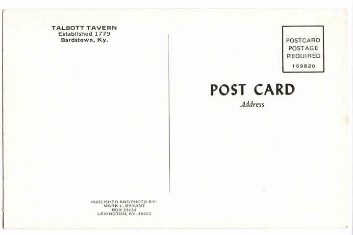1980s Old Talbott Tavern in Bardstown, Kentucky Vintage Postcard.