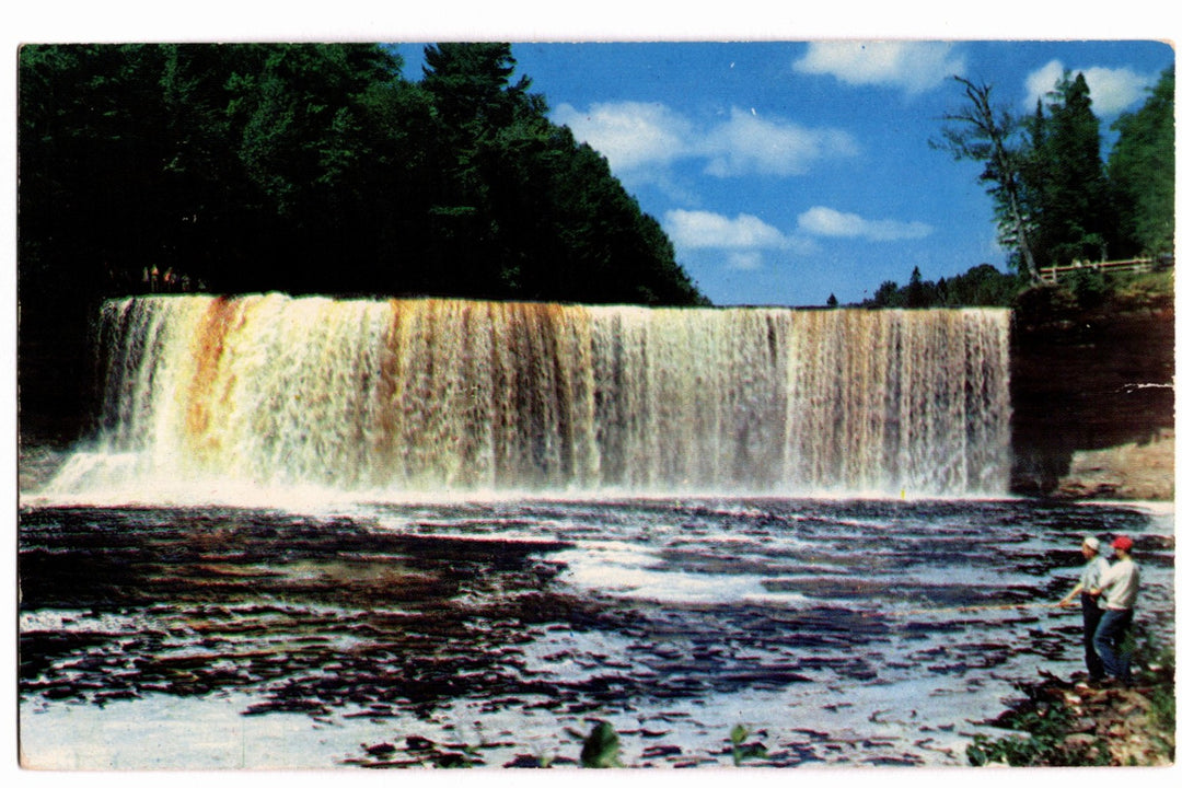 1958 Tahquamenon River Falls Upper Peninsula Michigan Vintage Postcard.