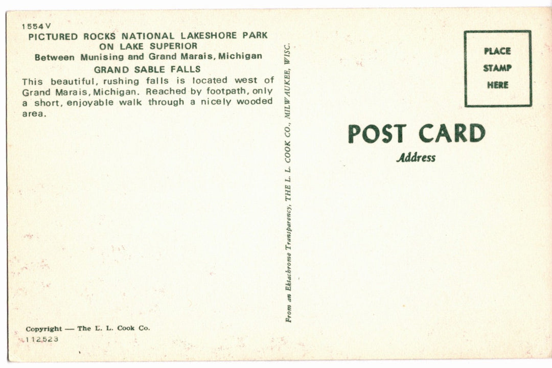 1950s Grand Sable Falls Munising Michigan Vintage Postcard.