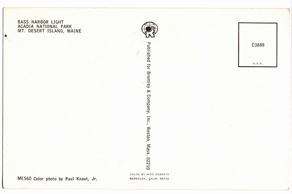 1971 Bass Harbor Head Light Mount Desert Island Maine Vintage Postcard.