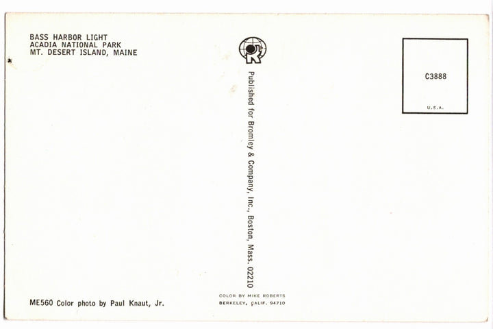 1971 Bass Harbor Head Light Mount Desert Island Maine Vintage Postcard.