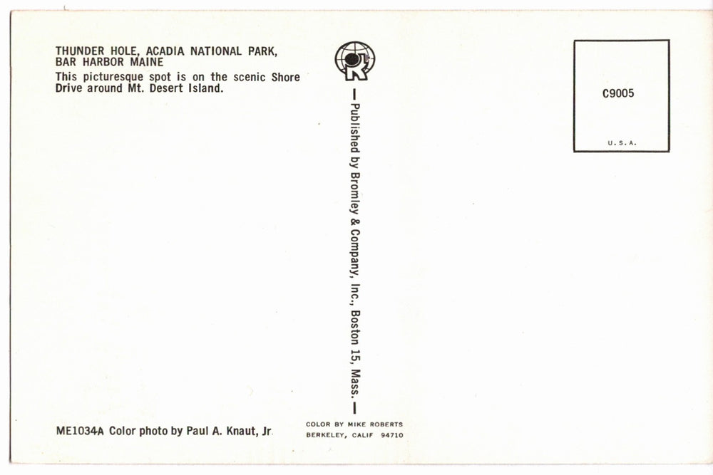 1971 Thunder Hole Acadia National Park Maine Vintage Postcard.