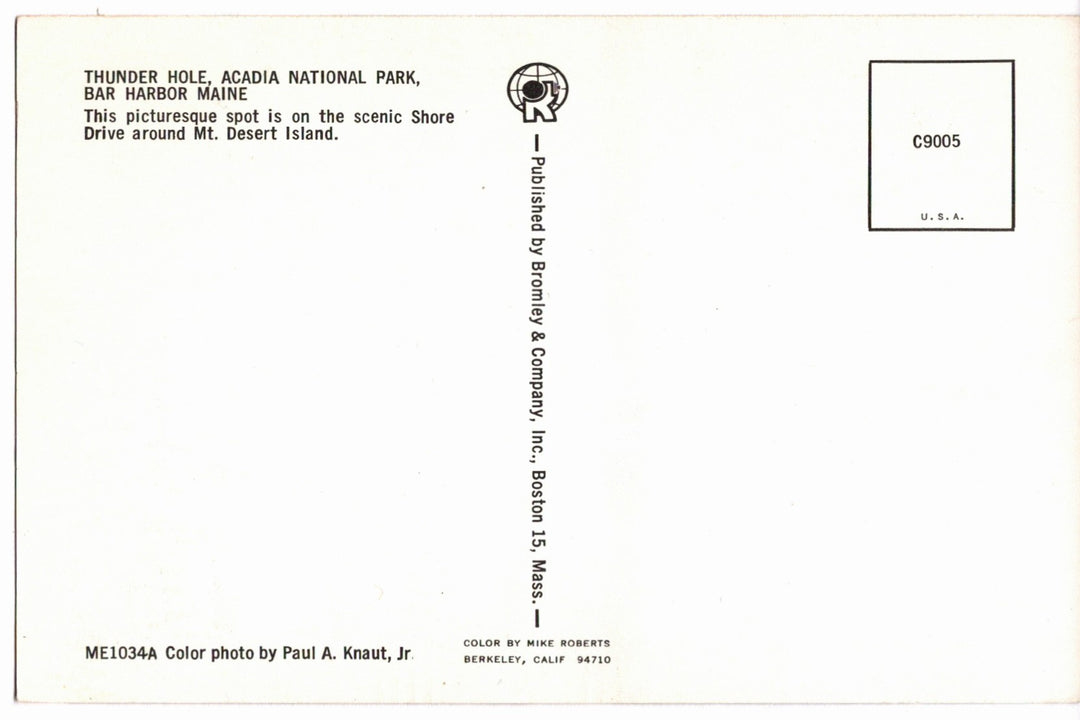 1971 Thunder Hole Acadia National Park Maine Vintage Postcard.