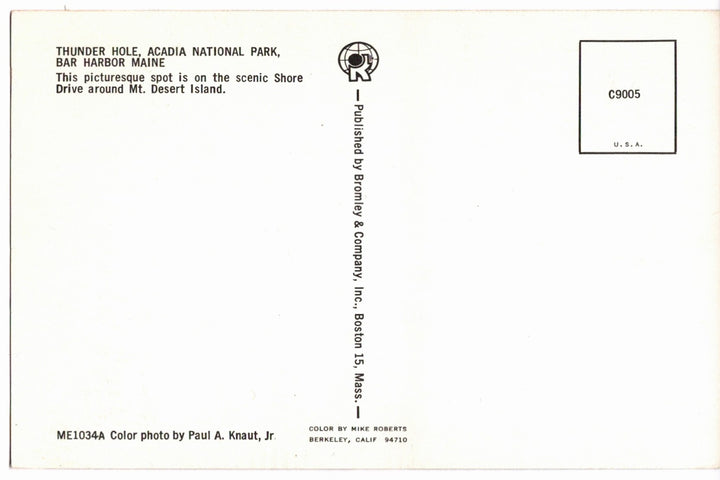 1971 Thunder Hole Acadia National Park Maine Vintage Postcard.