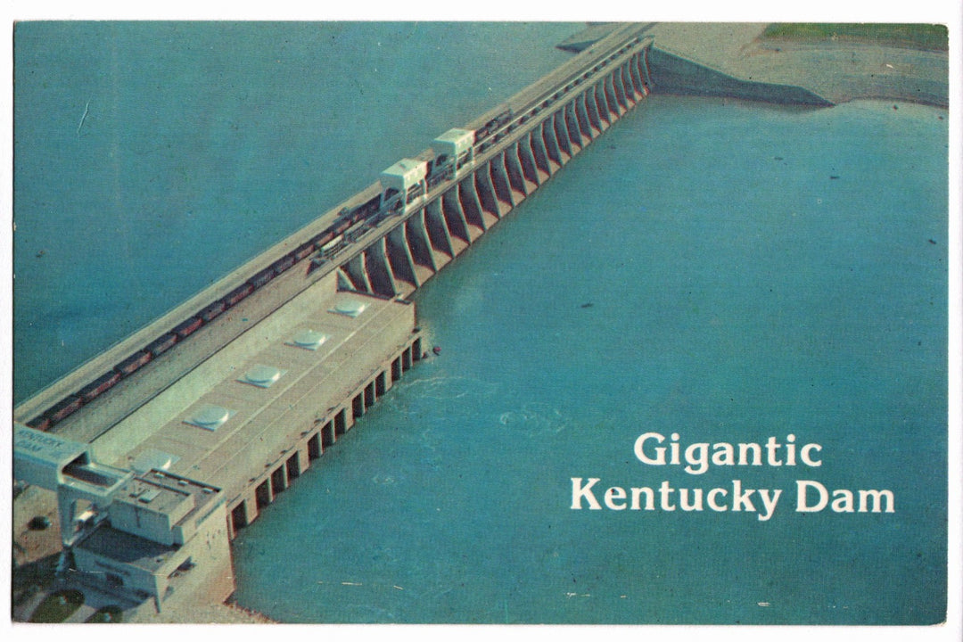 1960s Aerial View of Kentucky Dam on Kentucky Lake Vintage Postcard.