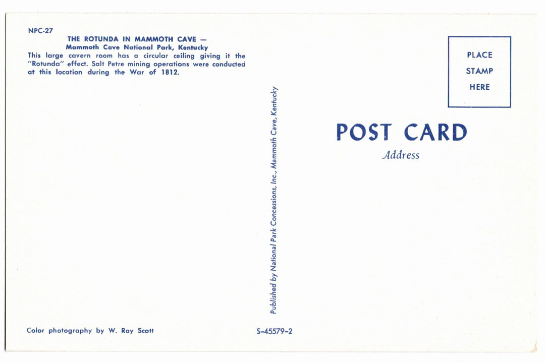 1960s The Rotunda Mammoth Cave Kentucky Vintage Postcard.