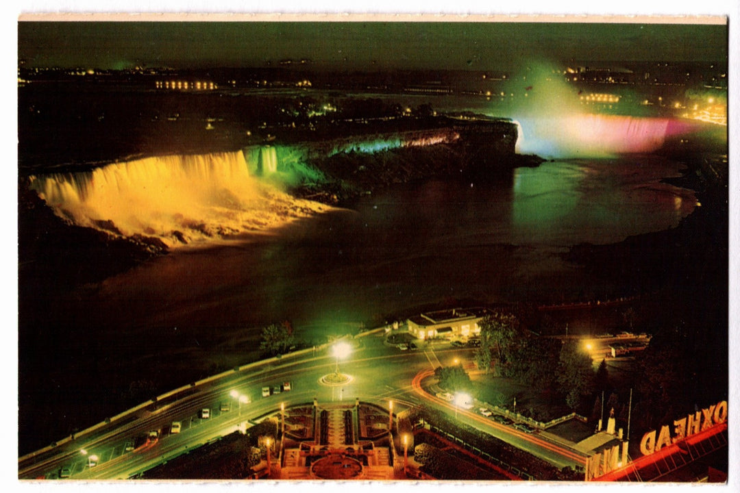 1970s Illuminated Niagara Falls Ontario Canada Vintage Postcard.