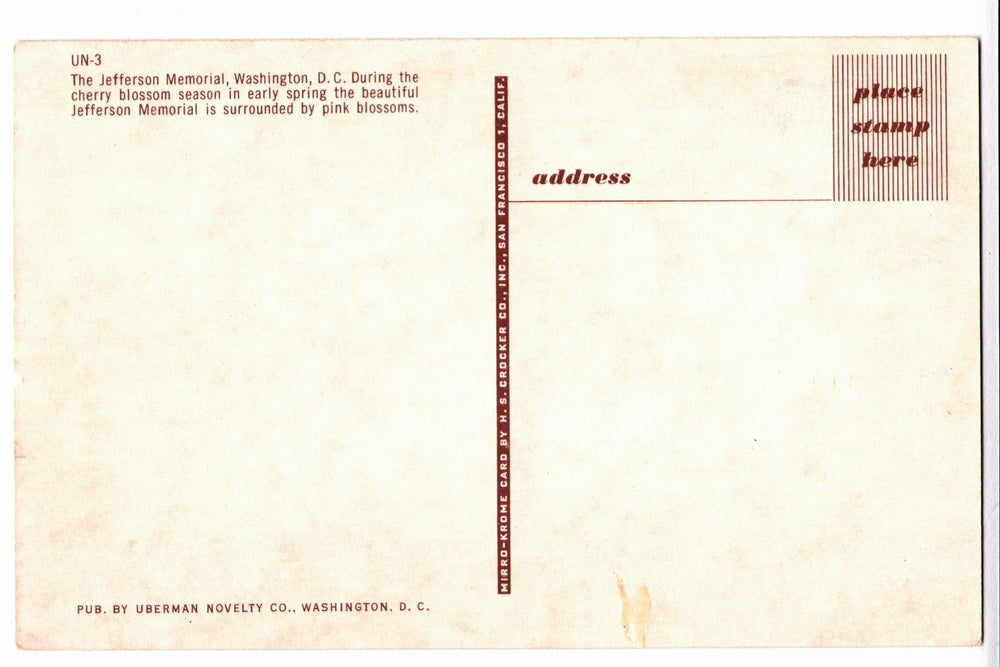 Vintage postcard with text and a stamp area on a beige background.