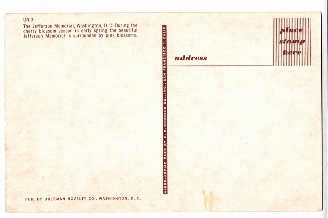 Vintage postcard with text and a stamp area on a beige background.
