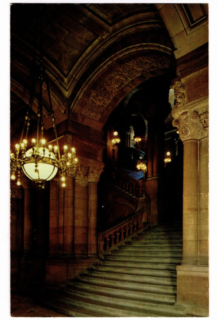 1958 Million Dollar Staircase, New York State Capitol Vintage Postcard.