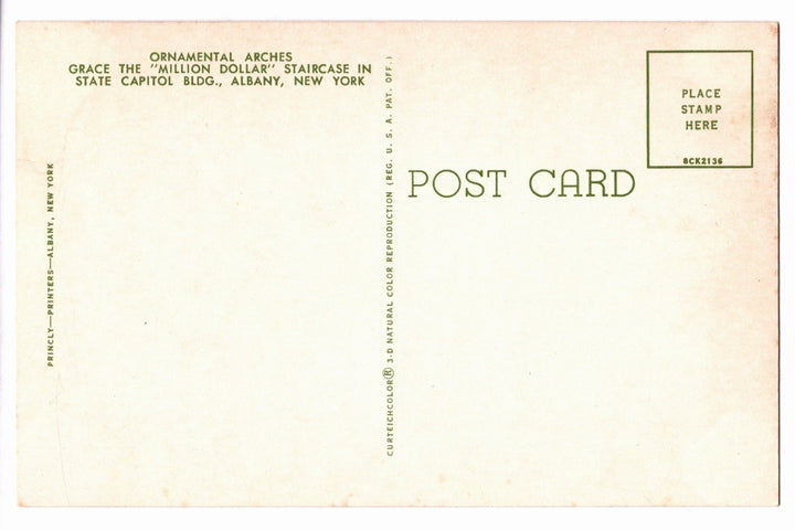 1958 Million Dollar Staircase, New York State Capitol Vintage Postcard.