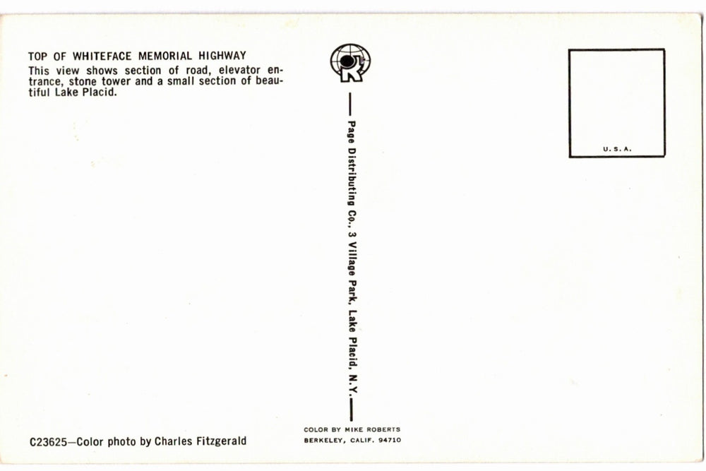 1960 Whiteface Veterans Memorial Highway Adirondacks NY Vtg Postcard.