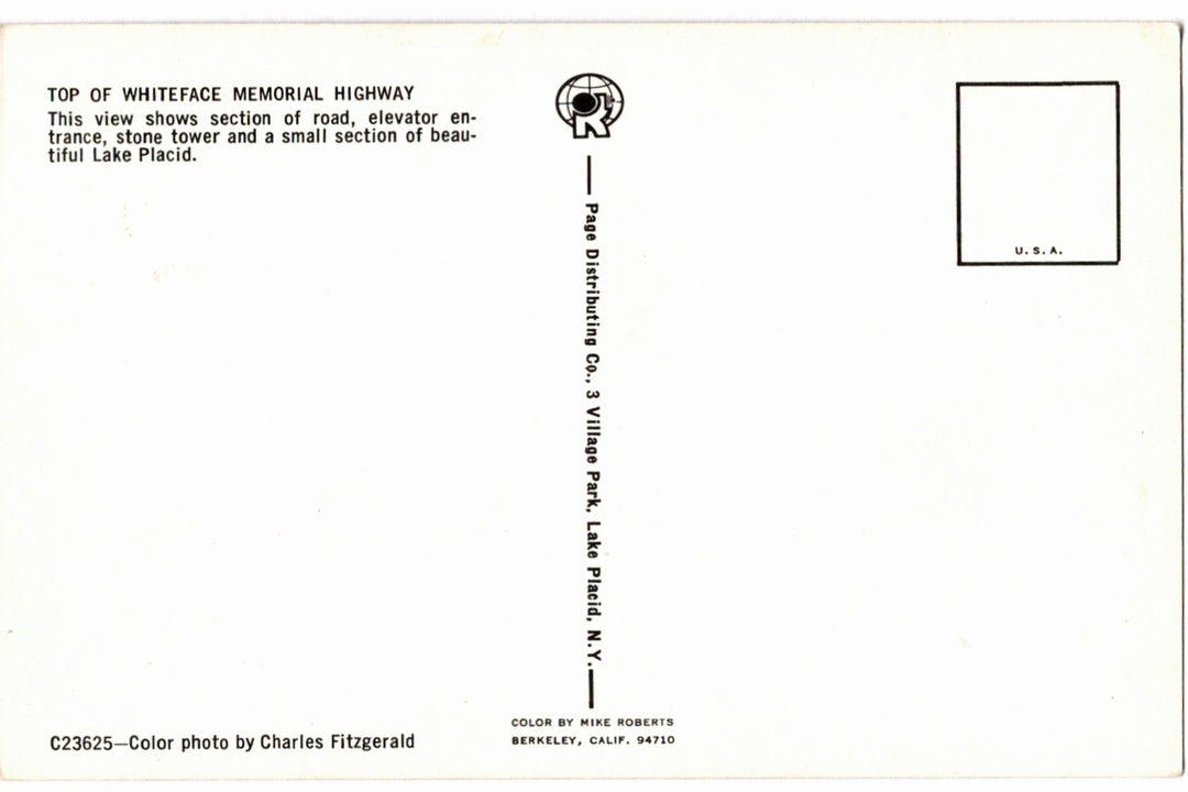 1960 Whiteface Veterans Memorial Highway Adirondacks NY Vtg Postcard.