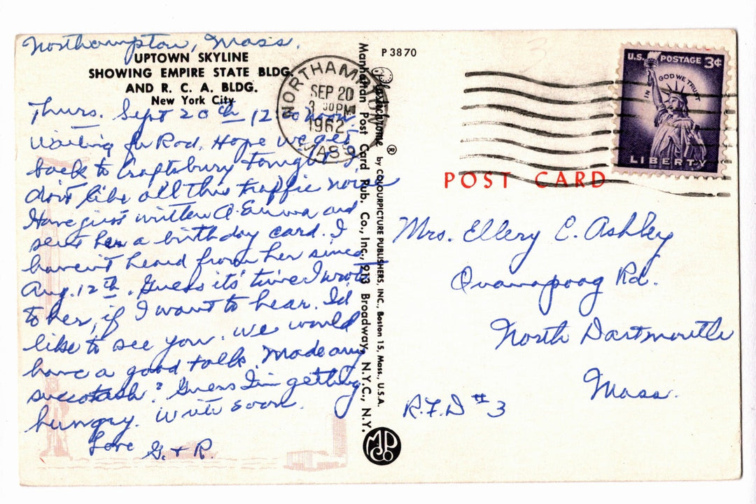 1960s RCA Building, Empire State, New York City Vintage Postcard.