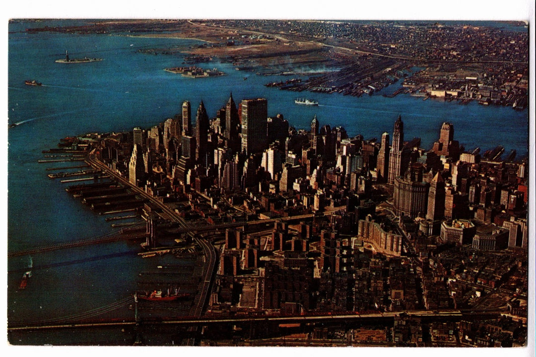 1962 Aerial View of Lower Manhattan, New York Vintage Postcard.
