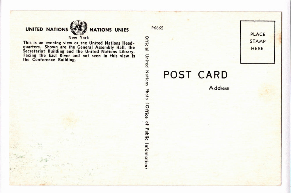 1950s United Nations Headquarters New York Vintage Postcard.