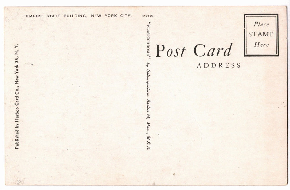 1950s Fifth Avenue Empire State Building, New York City Vtg Postcard.