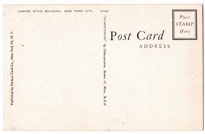 1950s Fifth Avenue Empire State Building, New York City Vtg Postcard.