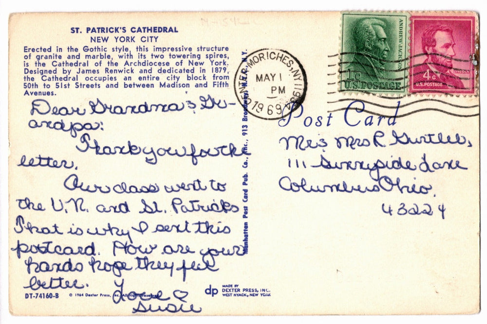 1964 St. Patrick’s Cathedral, Fifth Avenue, New York City Vtg Postcard.
