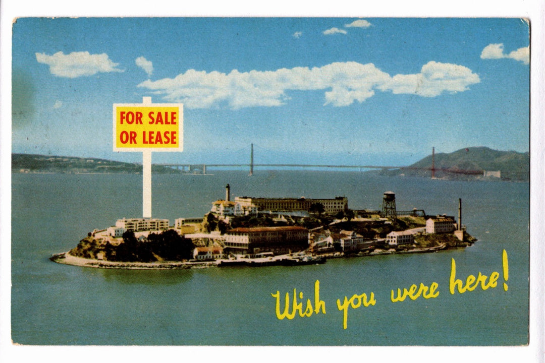 1960s Kitsch Alcatraz Island San Francisco California Vintage Postcard.