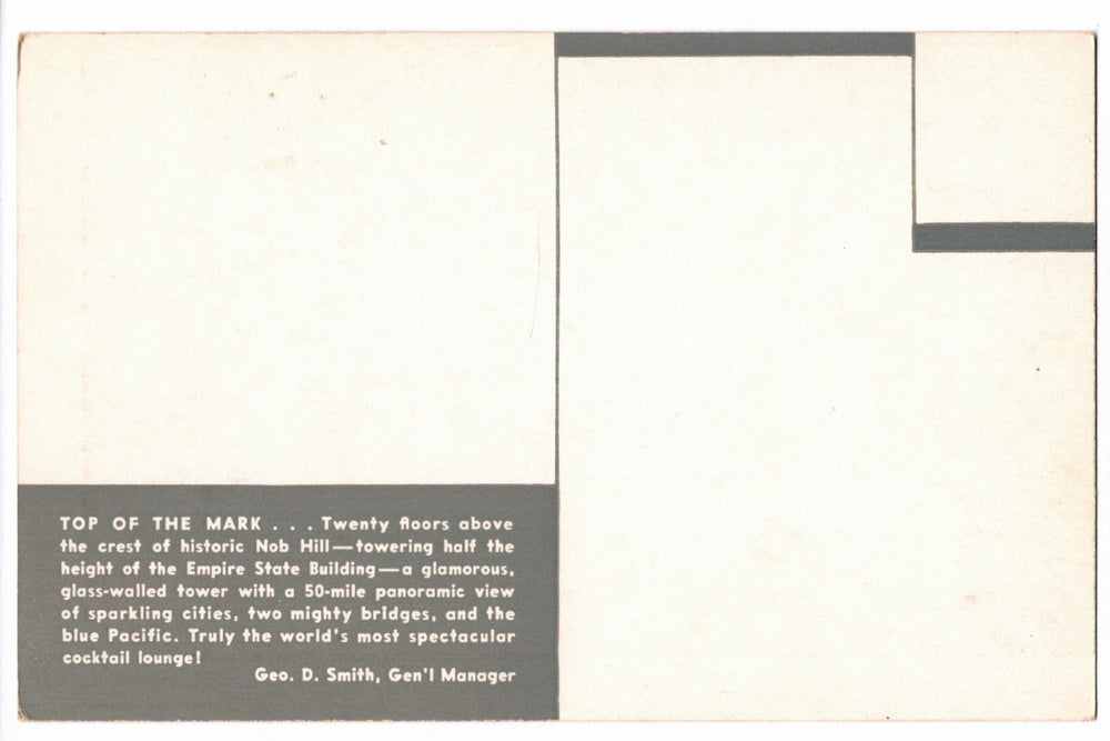 1950s Golden Gate from Top of the Mark San Francisco Vintage Postcard