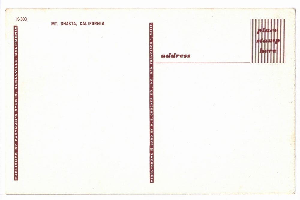 1950s Mount Shasta Winter Scene, California Vintage Postcard.