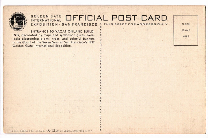 1939 Vacationland Entrance San Francisco Expo California Vtg Postcard.