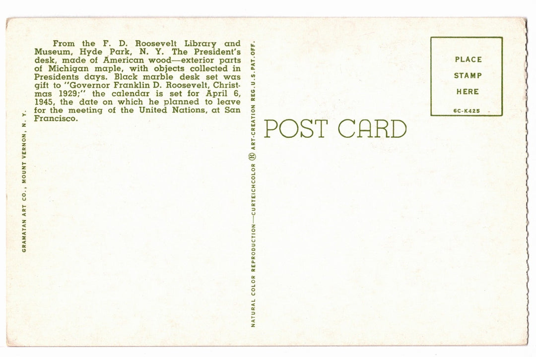 1956 Roosevelt Library and Museum, Hyde Park New York Vintage Postcard.