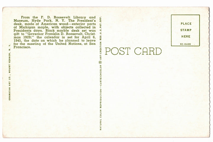 1956 Roosevelt Library and Museum, Hyde Park New York Vintage Postcard.